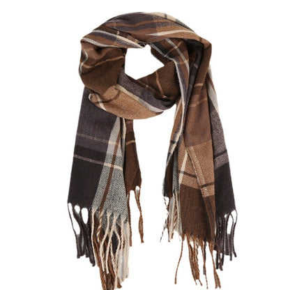 Style Fashion Patch Small Plaid Tassel Scarfs