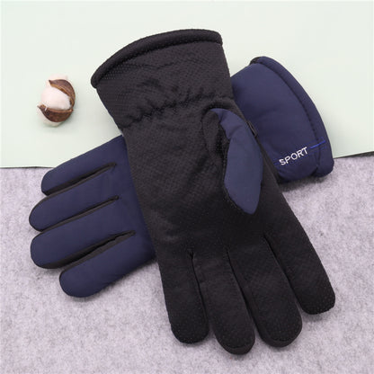 Men's Large Cotton Fleece-lined Thickened Cycling Cold Gloves