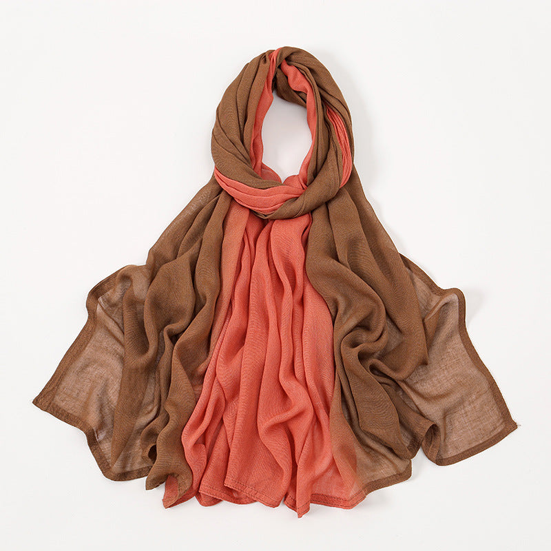 Women's Autumn Solid Color Gradient Malay Indonesian Rayon Monochrome Scarfs