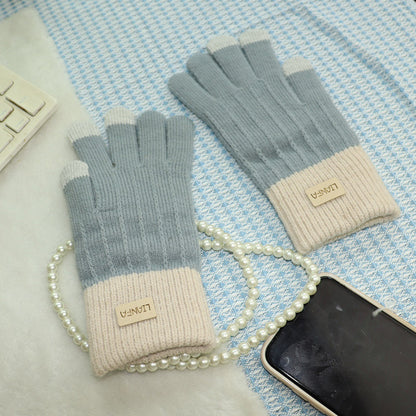 Women's & Men's Screen Knitted Warm Cute Fleece-lined Thickened Gloves