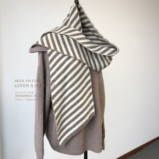 Women's & Men's Order With Wool Diagonal Striped Winter Scarfs