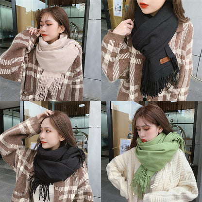 Women's Korean Style Fashion Labeling Solid Color Scarfs