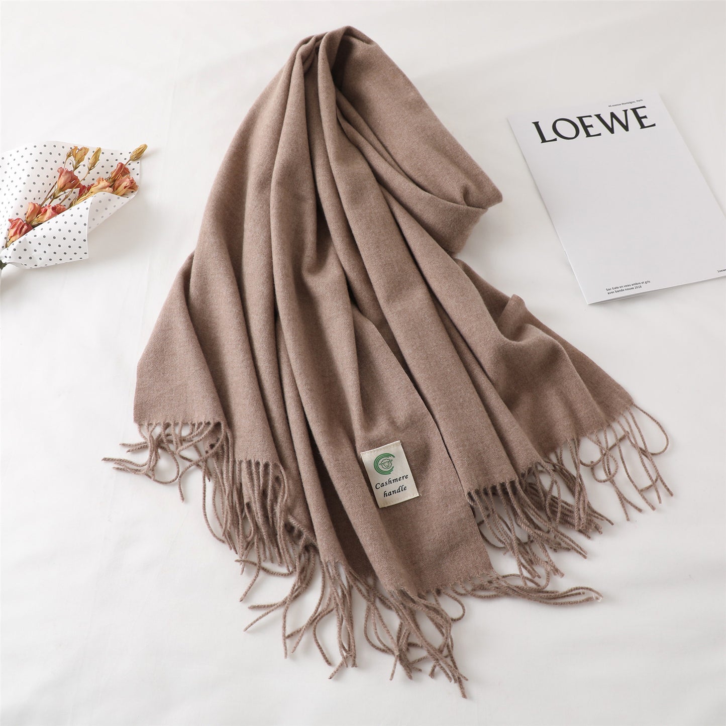 Women's For Keep Warm Color Monochrome Tassel Long Scarfs