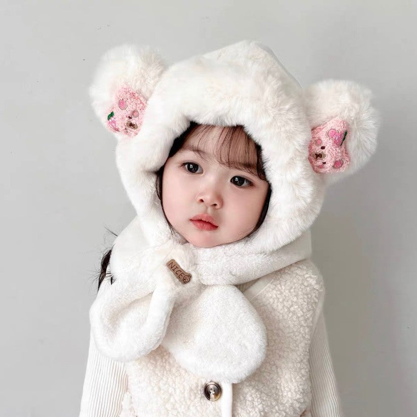 Children's Hooded Suit Fleece-lined Warm Thickened Cold Protection Kids' Headwear