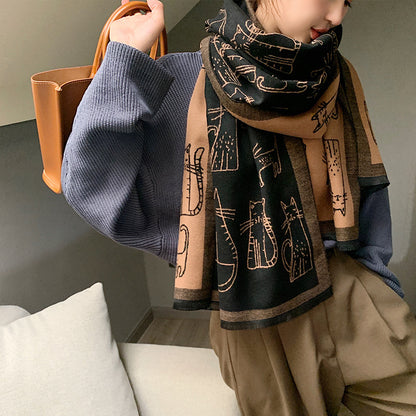 Women's Style Large V-shaped Female Versatile Cashmere Scarfs