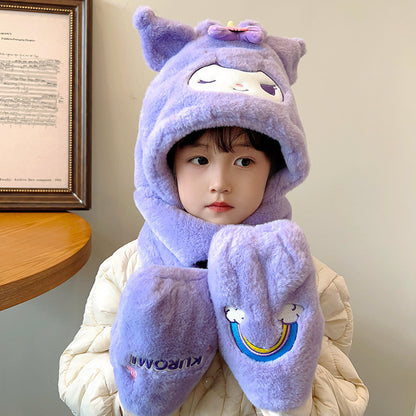 Children's Unicorn Hat Three-in-one Winter Warm Scarfs Kids' Headwear