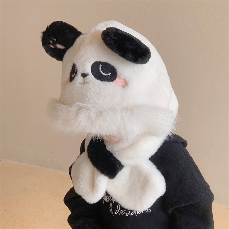 Children's Panda Hat Integrated Winter Cute Super Plush Kids' Headwear