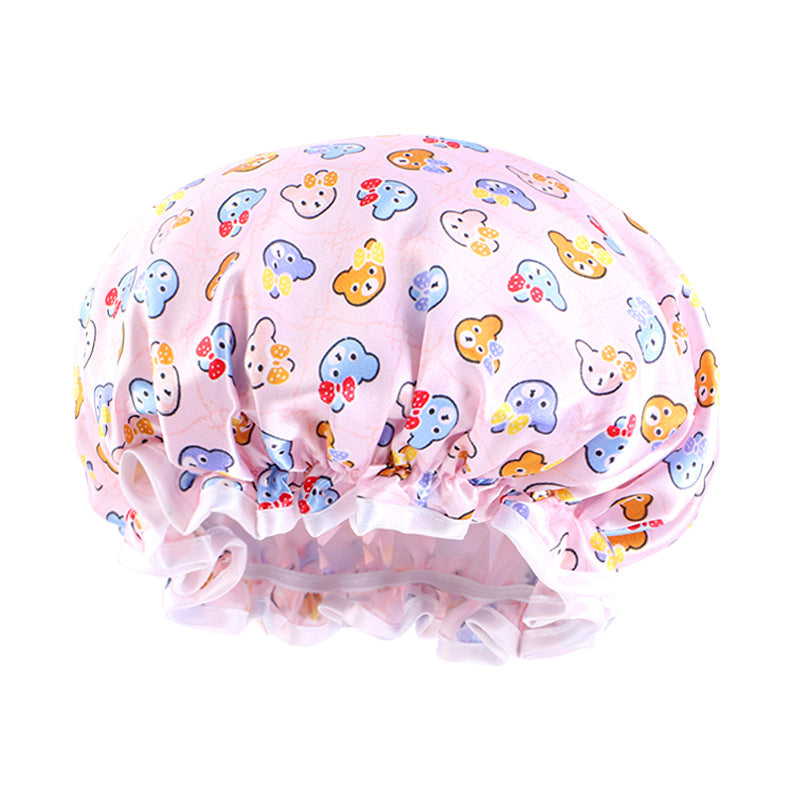 Children's Cartoon Satin Shower Waterproof Bath Hat Kids' Headwear