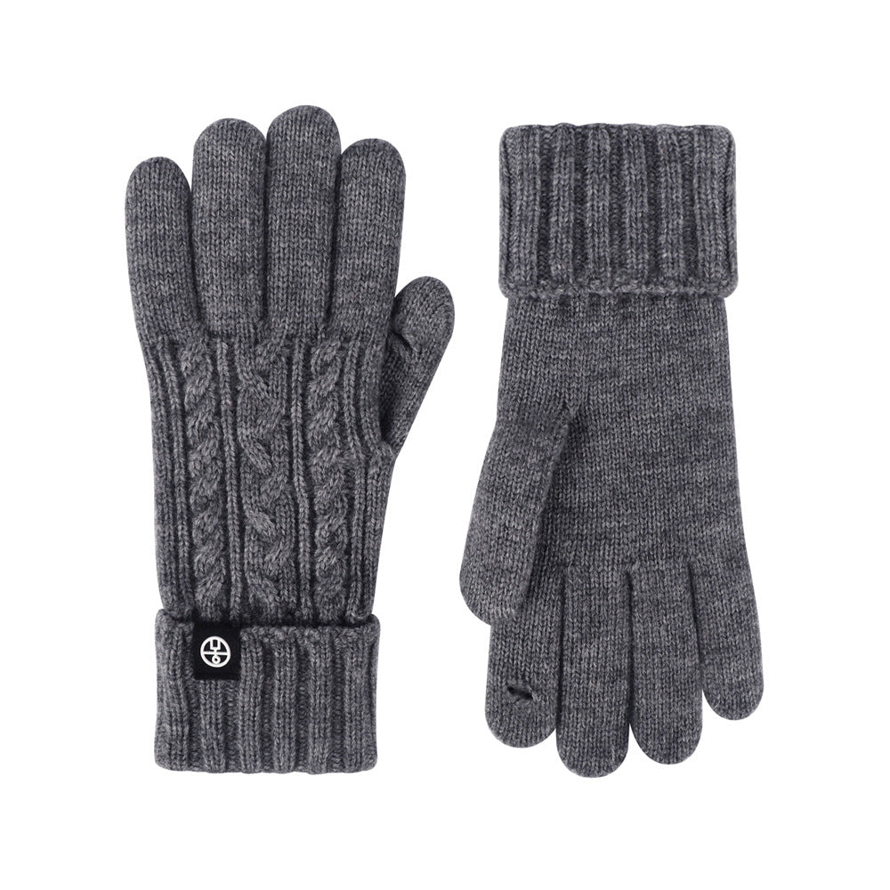 Riding Wool Blended Thicken Lengthen Touch Gloves