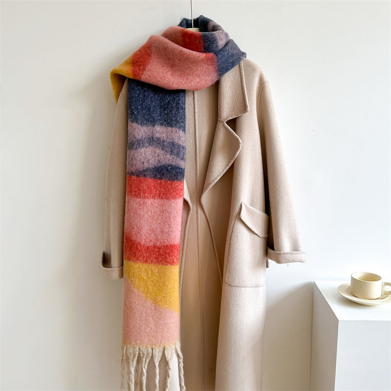 Women's & Men's Solid Color Simple Blocking Thicken Lengthen Scarfs