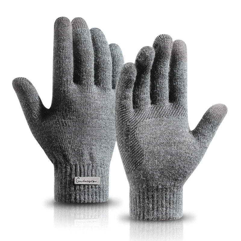 Men's Knitted Warm Fleece Thickened Wool Touch Gloves