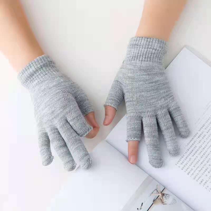 Exposed Two Finger Female Writing Warm Half Touch Gloves