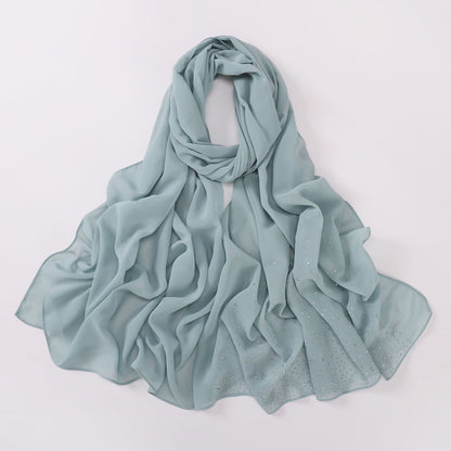 Irregular Starry Rhinestone Chiffon Hui Indonesian Scarfs