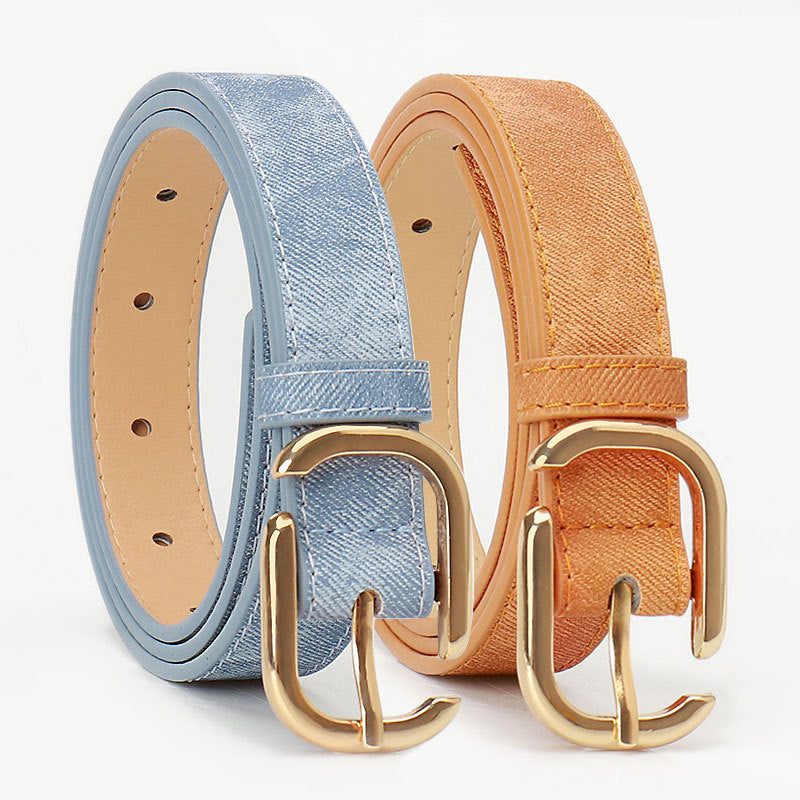 Women's Fashion Faux Denim Leather Pin Buckle Clothing Belts