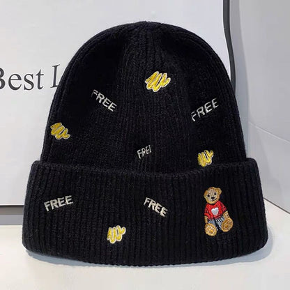 Men's Letters Beanie Cute Melon Skin Slipover Kids' Headwear