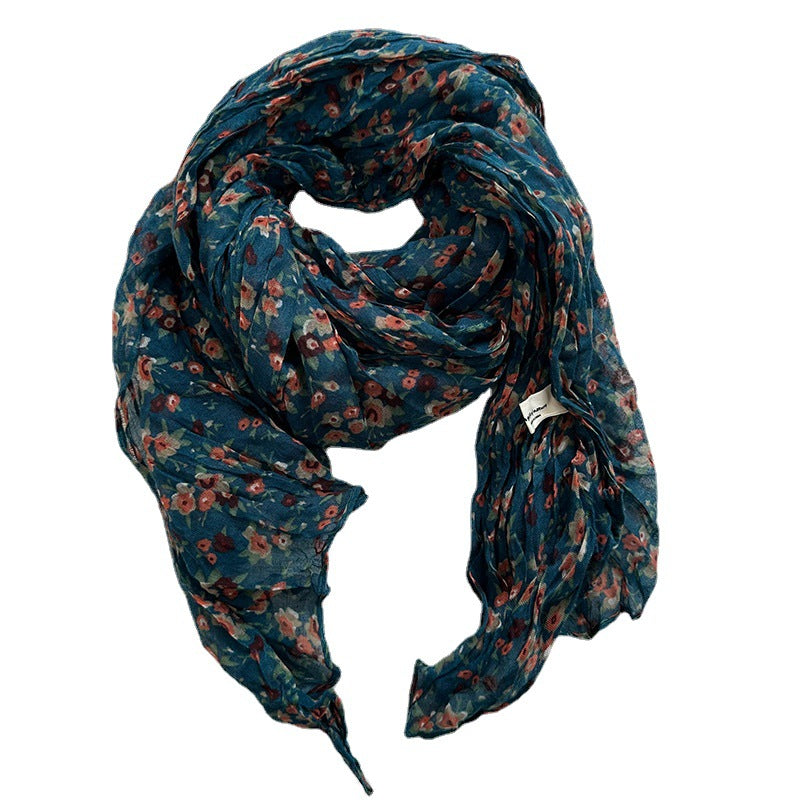 Women's Artistic Vintage Small Floral Cotton Linen Ethnic Style Scarfs