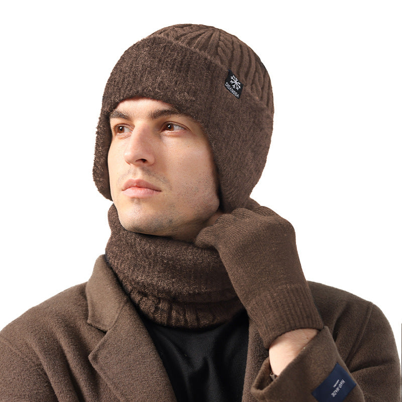 Men's Winter Outdoor Cycling Warm Two-piece Suit Hats & Caps