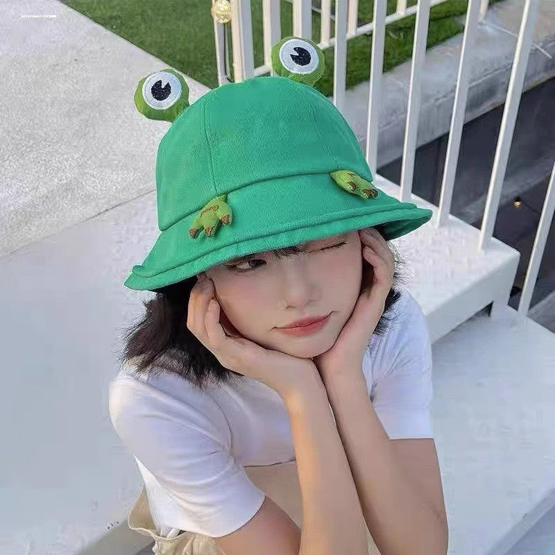 Little Frog Bucket Hat Female Summer Sun Protection Kids' Headwear