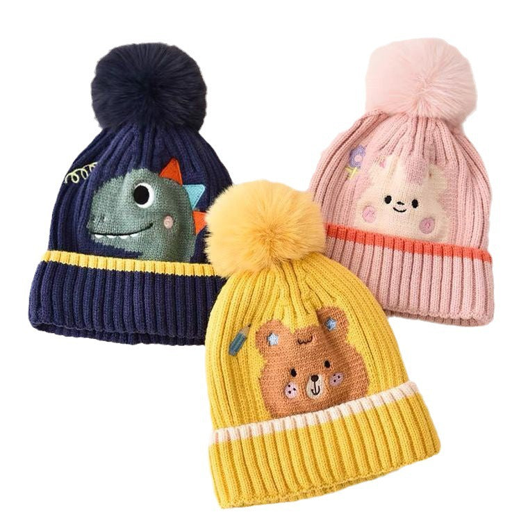 Children's Cute Dinosaur Hat Woolen Warm Boys Kids' Headwear