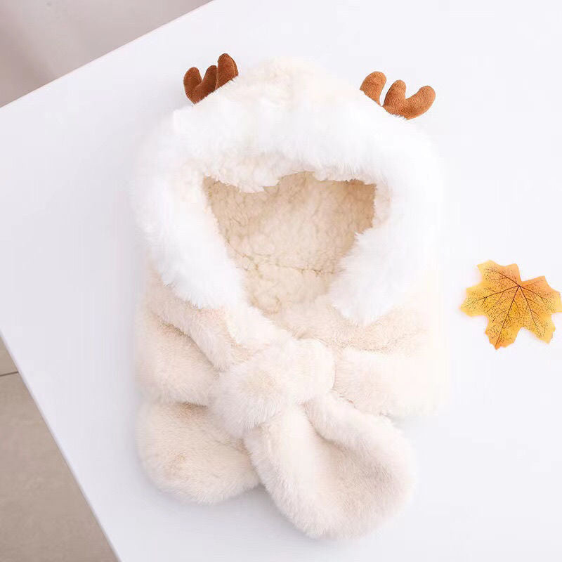 Children's Boys Thickened Warm Cute Antlers Windproof Kids' Headwear