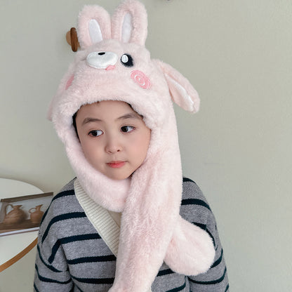 Children's Ears Moving Plush Bonnet One-piece Will Kids' Headwear