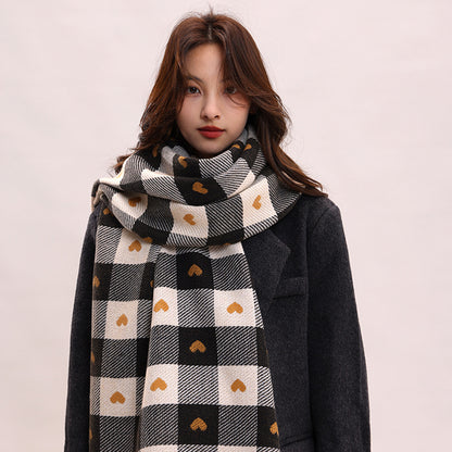 Women's Plaid Korean Thickened British Shawl High-grade Scarfs