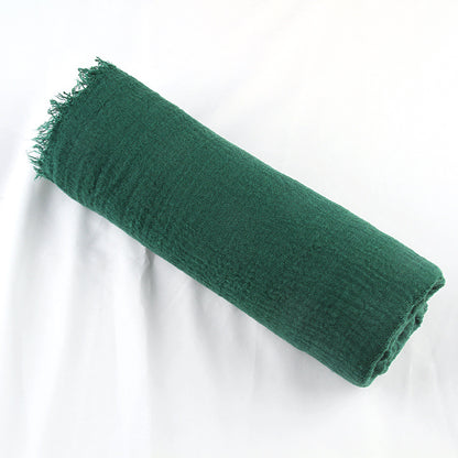 Pleated Rayon Four Sides Wool Tassel Scarfs