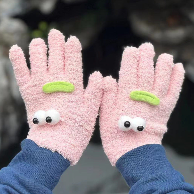 Funny Five Finger Candy Color Coral Gloves