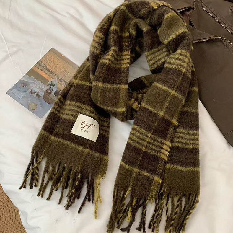 Women's High-grade Plaid Winter Korean Shawl Thickening Scarfs