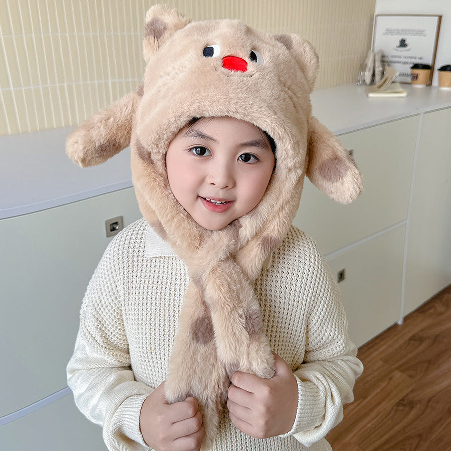 Children's Ears Moving Plush Bonnet One-piece Will Kids' Headwear