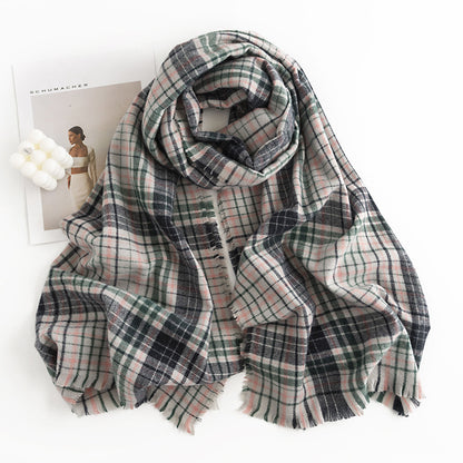 Sweet Color Plaid Winter Chessboard Artificial Cashmere Korean Style Scarfs