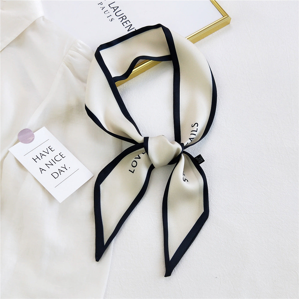 Small Long Silk Female Tie Bag Straps Scarfs