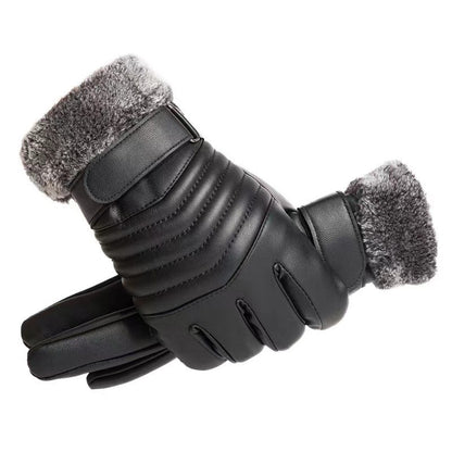 Men's Touch Screen Leather Arrow Design Ski Gloves