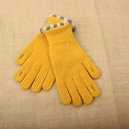 Women's Korean Style Solid Color Knitted Knitting Gloves