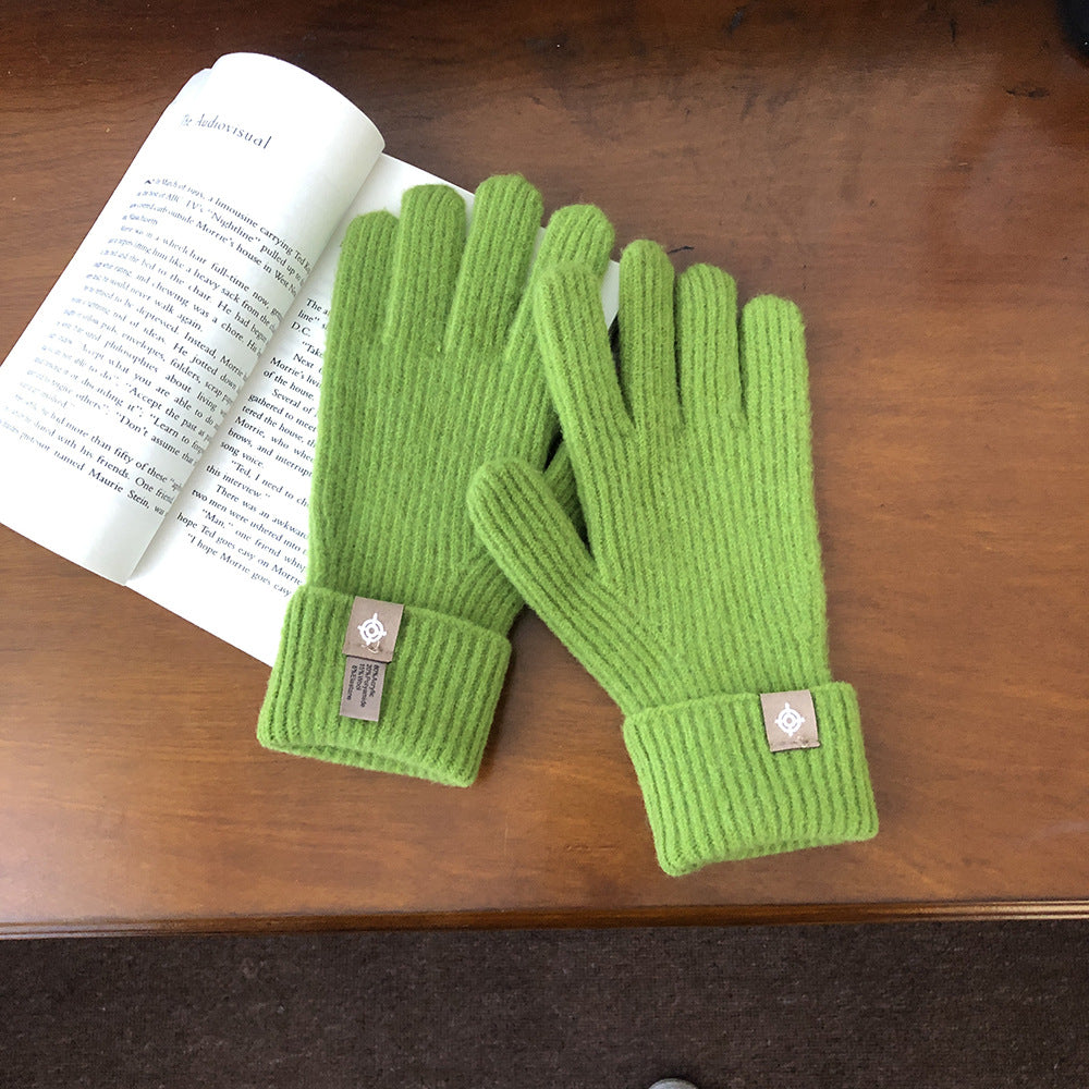 Surrogate Shopping Wool Solid Color Five Finger Gloves