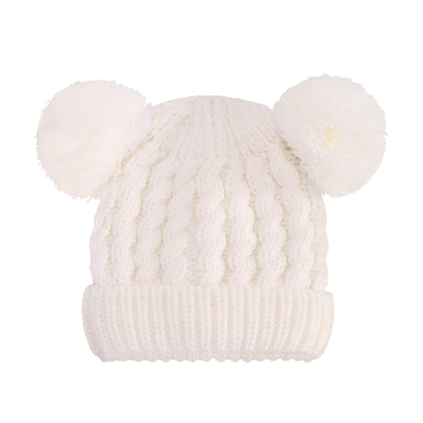 Children's Twisted Woolen Yarn Double Ball Hat Kids' Headwear