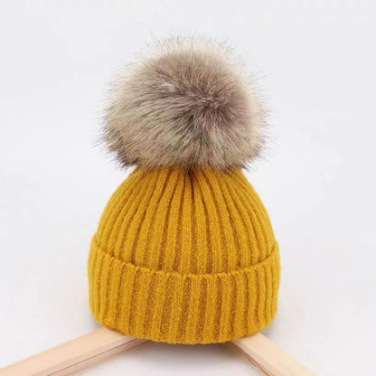 Trendy Boys Winter Big Fur Ball Kids' Headwear