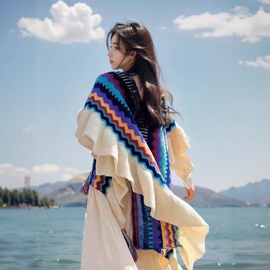 Women's Ear Fashion Wear Knitted Cape Bohemian Scarfs