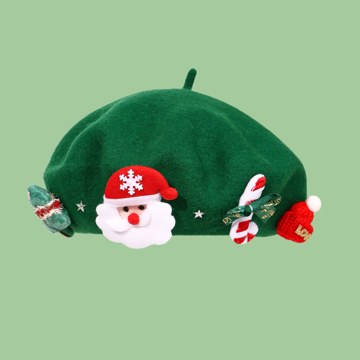 Women's Bowknot Christmas Beret Woolen Warm Hat Hats & Caps