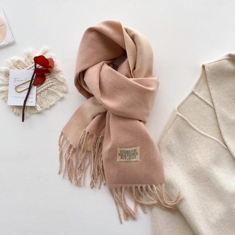 Color Artificial Cashmere Female Winter Korean Thick Warm Scarfs