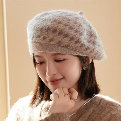 Women's Trendy Rabbit Fur Knitted Hat Korean Hats & Caps