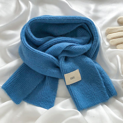 Macron Color Gentle Furry Knitted Solid Scarfs