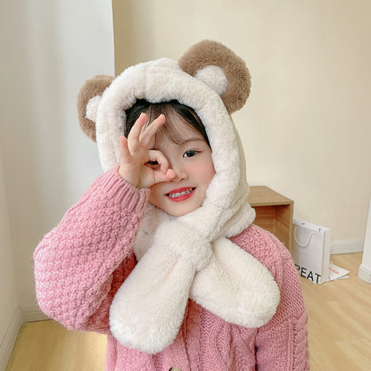 Hat One Female Bear Two-piece Set Kids' Headwear