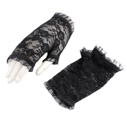 Women's Thin Elastic Fingerless Lace Mesh Breathable Gloves