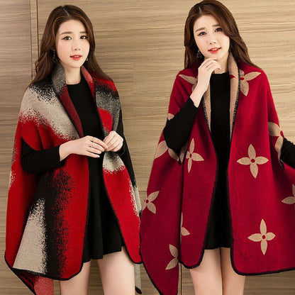 Women's Korean Double-sided Shawl Thickened Warm Fashionable Scarfs