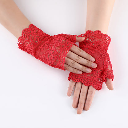 Women's Half Lace Driving Sun Protection Scar Gloves