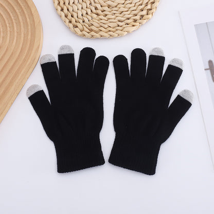 Touch Screen Candy Color Knitted Outdoor Office Gloves