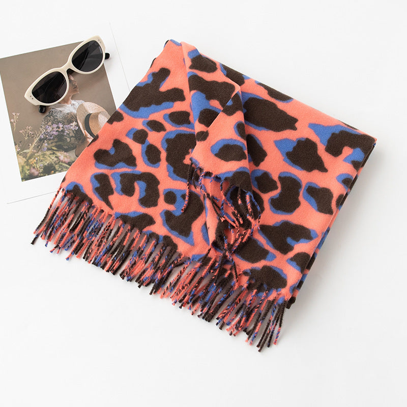 Women's Leopard Print High-grade Soft Warm Cashmere Scarfs