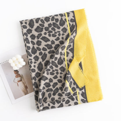 Women's Leopard Print High-grade Soft Warm Cashmere Scarfs