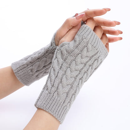 Women's Short Knitting Wool Fashion Fingerless Knit Gloves